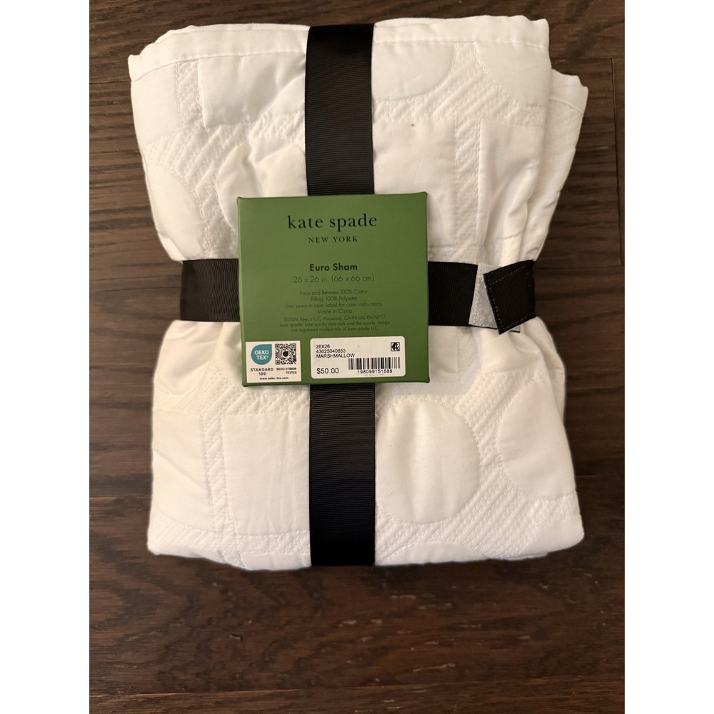 1 Kate Spade New York Noel White Marshmallow King Sham 20x36 Quilted      !Read! - Picture 3 of 12